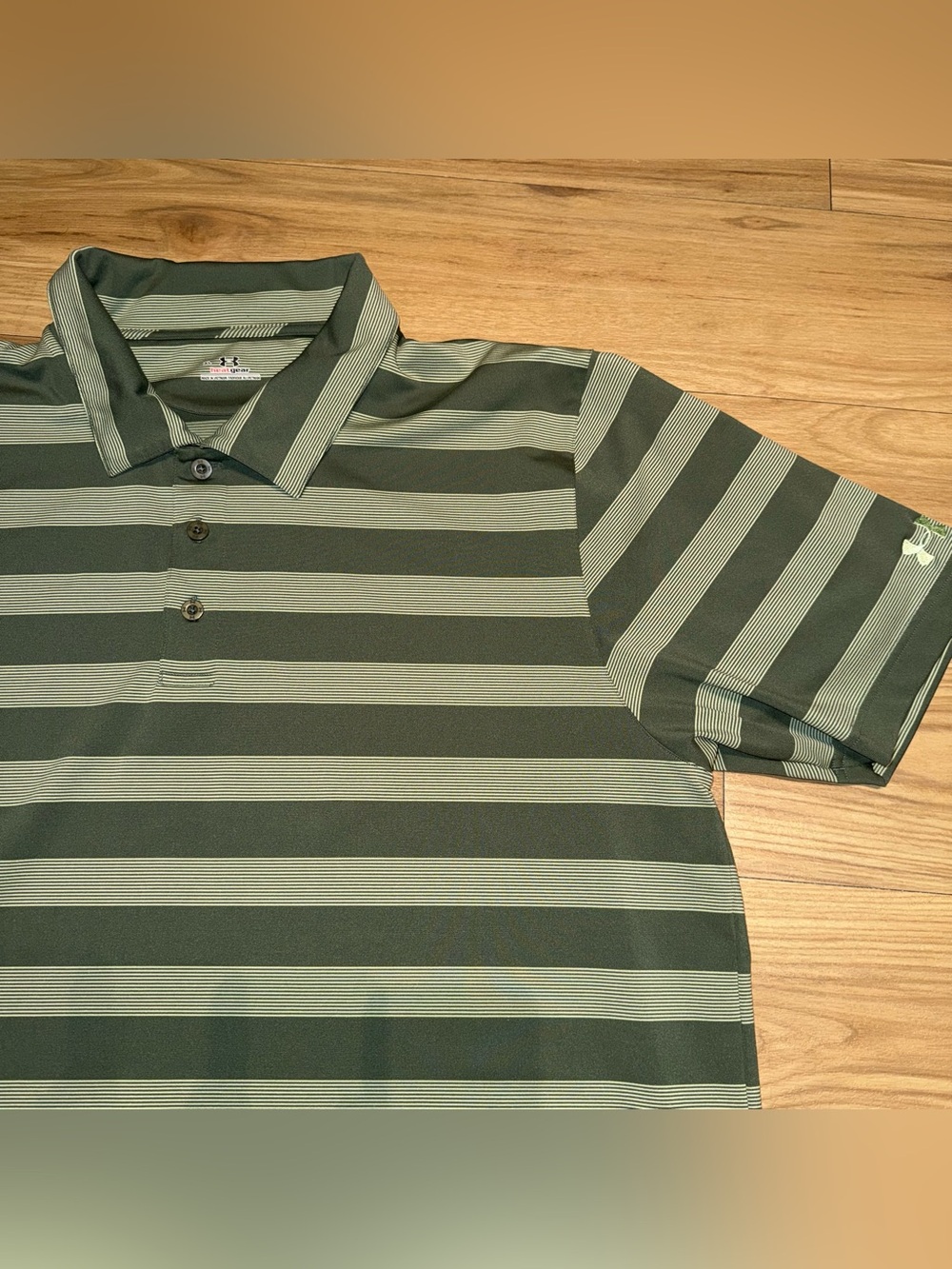 Under Armour Green Striped HeatGear Golf Polo Mens XL Like New